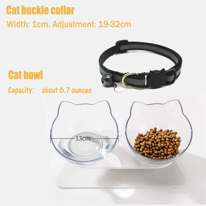 Wiscodle Raised Cat Bowls With Stand,Cat Feeder, 15° Tilted Double Cat Food Bowls,Cat Treats Feeding Bowl, Made of Transparent PC Material, Suitable For Kittens - PawsPlanet Australia