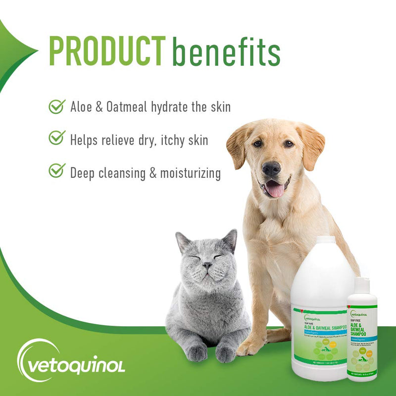 [Australia] - Vetoquinol Aloe & Oatmeal Shampoo — Gentle, Moisturizing Formula with Coconut Scent for Dogs & Cats 16 Fl Oz 