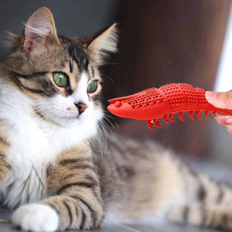 Silicone Fish Toys, Cat Toothbrush Fish, Cat Toothbrush Fish Chew Toys, Cat Chew Toys with Catnip, Silicone Fish Toys Pet Molar Stick, Interactive Chew Toy for Cat Kitten Gift, 72*160mm(Red) - PawsPlanet Australia