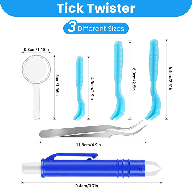 FINEVERNEK 6pcs Tick Remover Tool Set, Tick Remover Kit, Tick Removal Tweezers with Storage Box for Pet Dogs (3 Tick Hooks, 1 Tick Tweezers with Spring, 1 Stainless Steel Tweezers, 1 magnifying glass) - PawsPlanet Australia