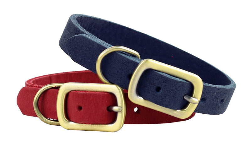 Rantow Handmade Adjustable Pet Dogs Collar 13.8" Long and 0.59" Wide, Genuine Leather Dog Training Collar for Small/Medium Dogs (Red) Red - PawsPlanet Australia