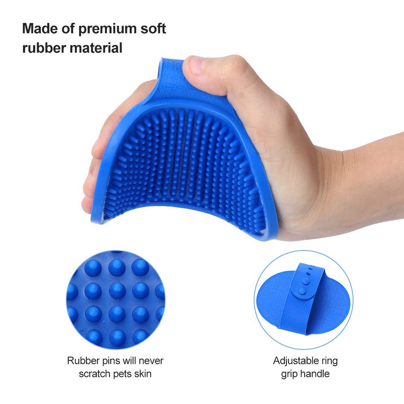 2 Pack Dog Bath Brush, Premium Cat Shampoo Brush, Soothing Massage Pet Rubber Comb, Adjustable Ring Handle, Soft Silicone Grooming Brush Suitable for Long Short Haired Dogs and Cats. - PawsPlanet Australia