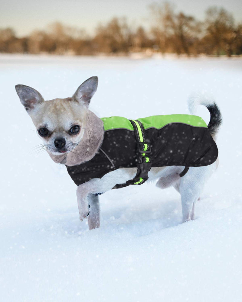 Dog Jacket Winter Coat Waterproof, Super Warm Dog pet Vest Coat Thick Outfits Fleece Lined Padded Cotton Cozy Winter Clothes Snowproof Cold Weather Warm Suit Adjustable for Small Medium Dogs Green XL - PawsPlanet Australia