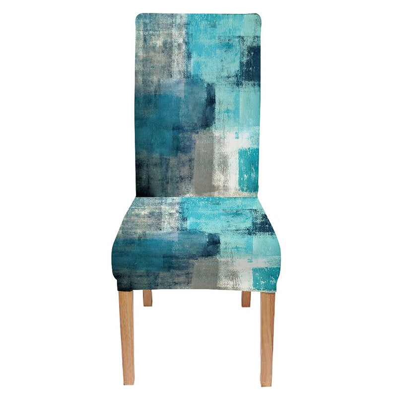 CAPSCEOLL Turquoise Chair Cover Grey Abstract Art Chair Covers Dining Room Chair Slipcover Set of 4 for Kitchen - PawsPlanet Australia