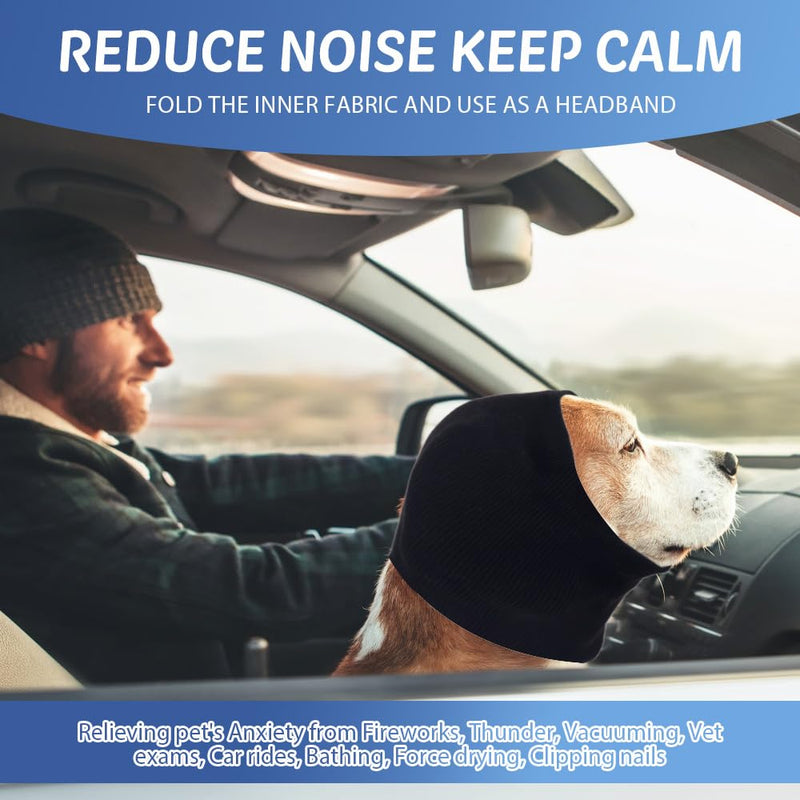 COMFPET No Flap Earmuffs for Dogs, Dog Muzzle for Ear Hematoma, Earmuffs for Pets, Ear Protection for Cats and Dogs, Ear Care, S(Black) Black - PawsPlanet Australia