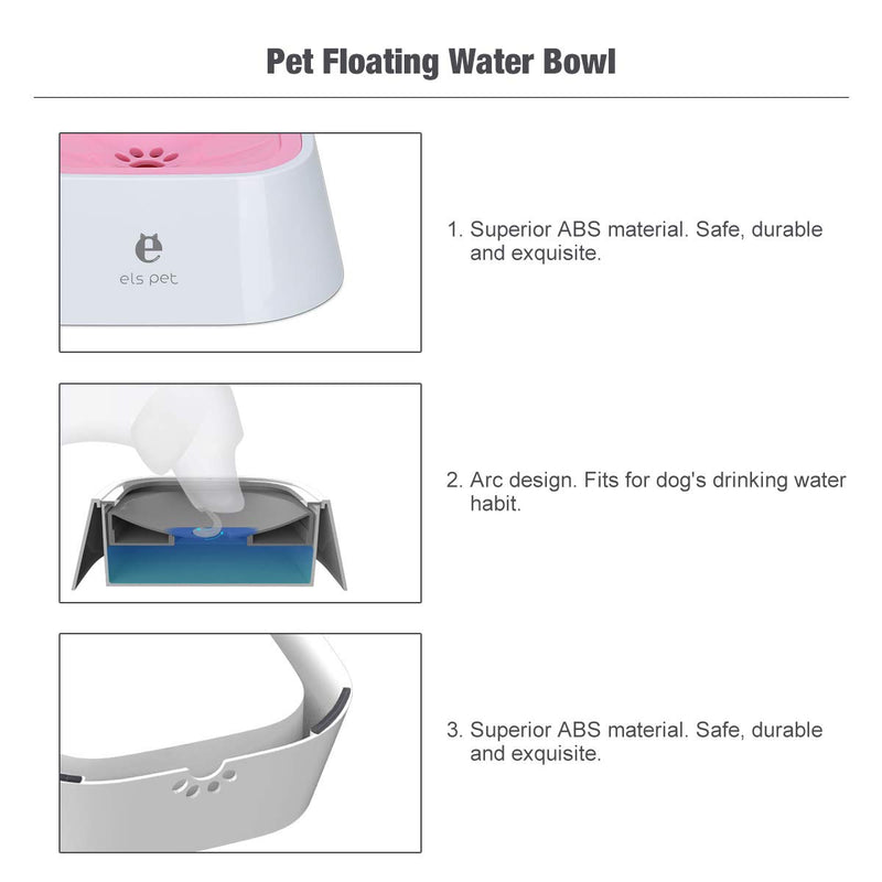 TOWEAR Pet Floating Water Bowl,1.5L Slow-Down Water Feeder Fountain No Spill Anti-Overflow Anti-Choking Automatic Water Food Bowl for Dog Cat Puppy Animal Feeding (Pink) Pink - PawsPlanet Australia