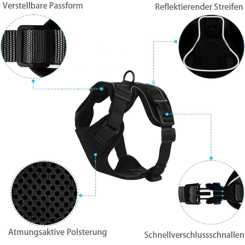 Cat Harness with Leash Adjustable Black Cat Soft Harness for Cat Chest Harness Cat Harness Cat Harness Cat Harness with Leash Escape-Proof (S, Black) - PawsPlanet Australia