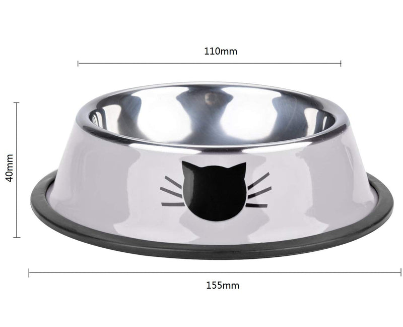 Voarge Set of 3 Cat Feeding Bowls, Stainless Steel Non-Slip Cat Bowl, Cat Bowl Set, Cat Feeding Bowl, Water Feeding Bowl - PawsPlanet Australia