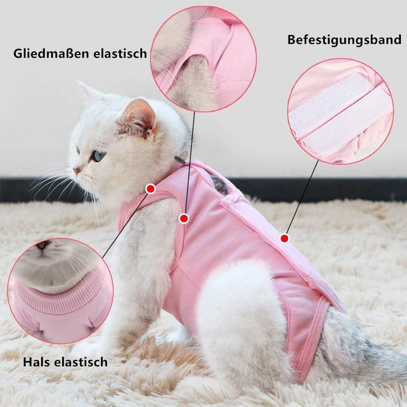 Voarge Recovery Suit Cat, Cat Bodysuit After Surgery Anti-licking, Prevent Licking After Surgery Wearing Weaning and Keeping Warm Recovery Cloth Suit for Cats Dogs (M, Pink) M - PawsPlanet Australia