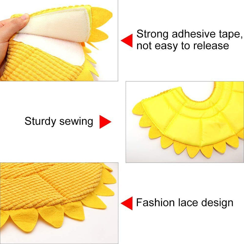 SLSON Cat Cone Soft Pet Recovery Collar Cotton Protective Cat Cone Alternative Adjustable Collar for Cat and Puppy, Yellow (S) S - PawsPlanet Australia