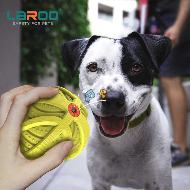 LaRoo Squeaker Ball Dog Toy, Durable Natural Rubber Dog Ball Floating Throwing Teeth Cleaning Training Chew Toy for Pet Small Medium Large Dogs 9CM Green - PawsPlanet Australia