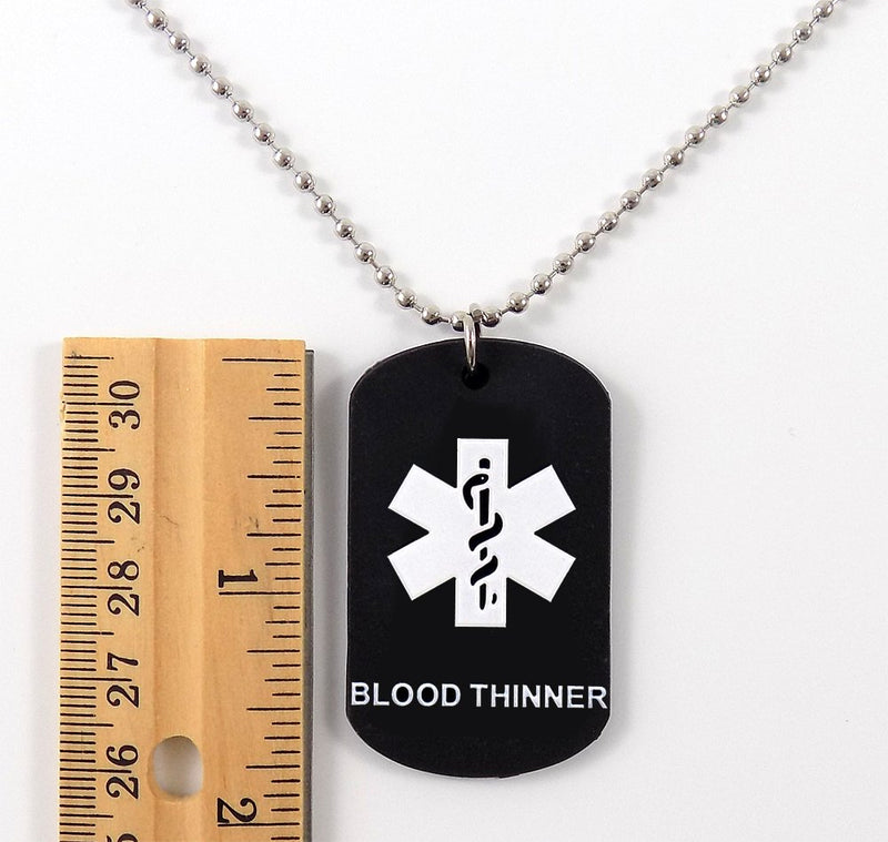 2 Pack - BLOOD THINNER Dog Tags Medical Alert Necklaces Red and Black Silicone - PawsPlanet Australia
