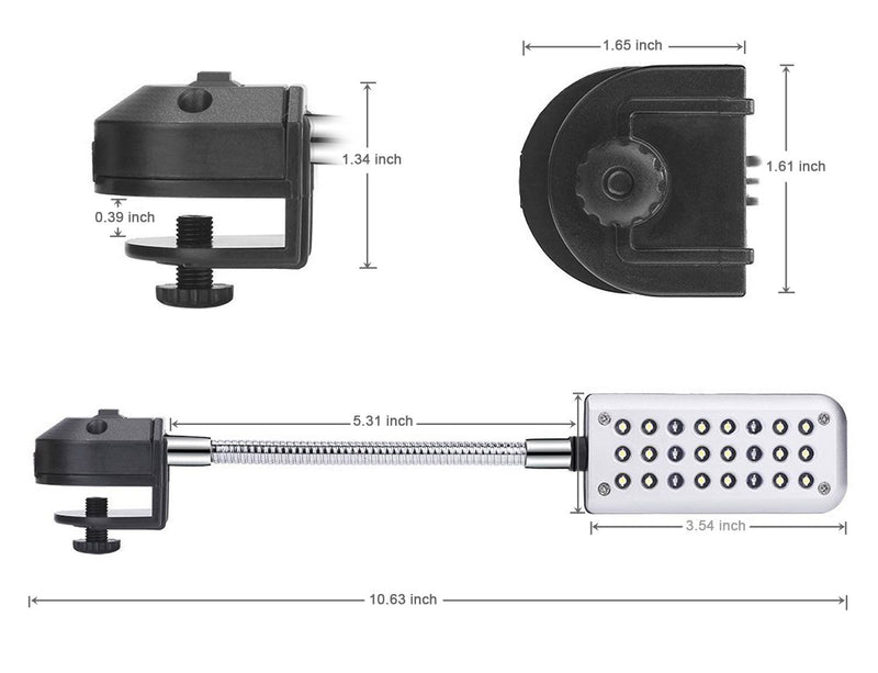 ECtENX LED Aquarium Light, Fish Tank Light, Clip on Fish Tank Lighting Color with White & Blue 24LED (fit rim 0.39″) - PawsPlanet Australia