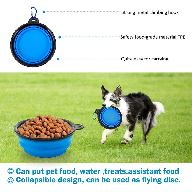 Aili Ye Dog Treat Pouch, Dog Treat Bag with Dog Bowl, Pet Training Clicker for Training Small to Large Dogs, Easily Carries Pet Toys, Kibble, Treats Blue1 - PawsPlanet Australia