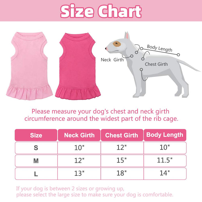 BINGPET 2 Pack Blank Dog Shirt Skirt - Soft Breathable Cute Pet Clothes, Sleeveless Dress for Girls, Dog T-Shirts Apparel, Dog Outfits, Plain Dog Shirt for Puppies, Small Extra Small and Medium Dogs Pink & Rose Red - PawsPlanet Australia