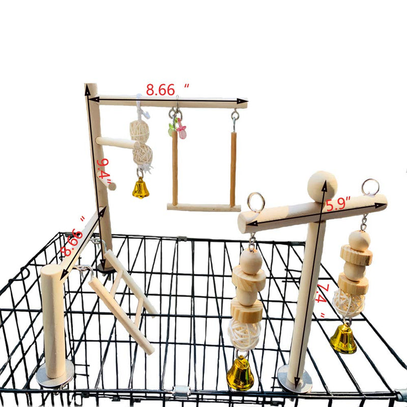 Hamiledyi Parrot Playground Parakeet Perches Outside Cage Bird Climbing Ladder Swing Toy Natural Wood Cockatiel Play Gyms Stand for Small Conure Love Birds Finch African Grey Macaw Amazon Budgies - PawsPlanet Australia