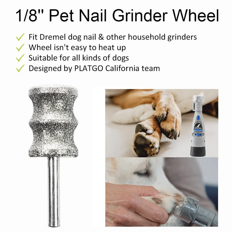 PLATGO Diamond Dremel Dog Nail Grinder Attachment, Diamond Rotory Bit for Dogs&Pets Nail Care, 1/8'' Pet Nail Grinder Wheel Work with Dremel Sanding Drums for Animals Nail Care & Home Grinder Tools Double Pack - PawsPlanet Australia