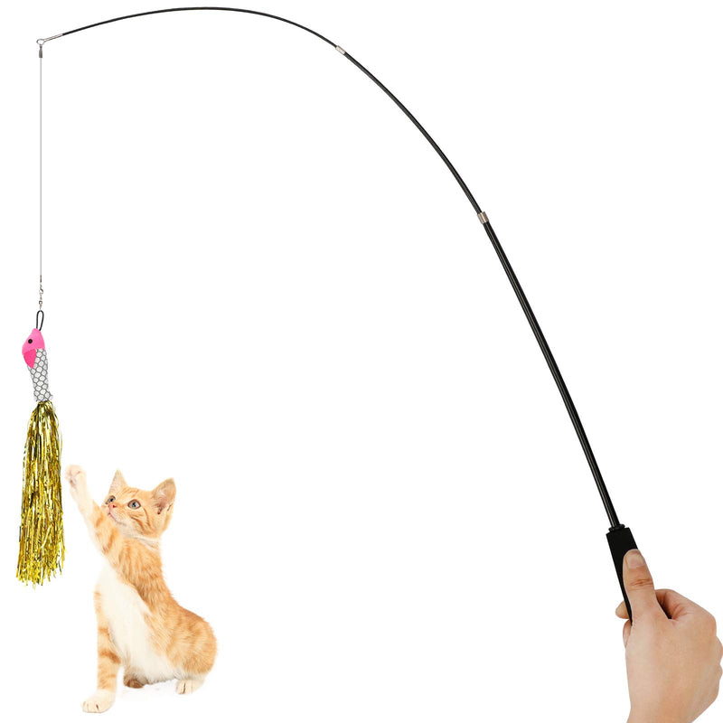 LIN KANG Cat Toy Feather, Interactive Cat Toy Set with Retractable Cat Teaser Wands and Fish Tassel Toy (5PACK) 5pace - PawsPlanet Australia