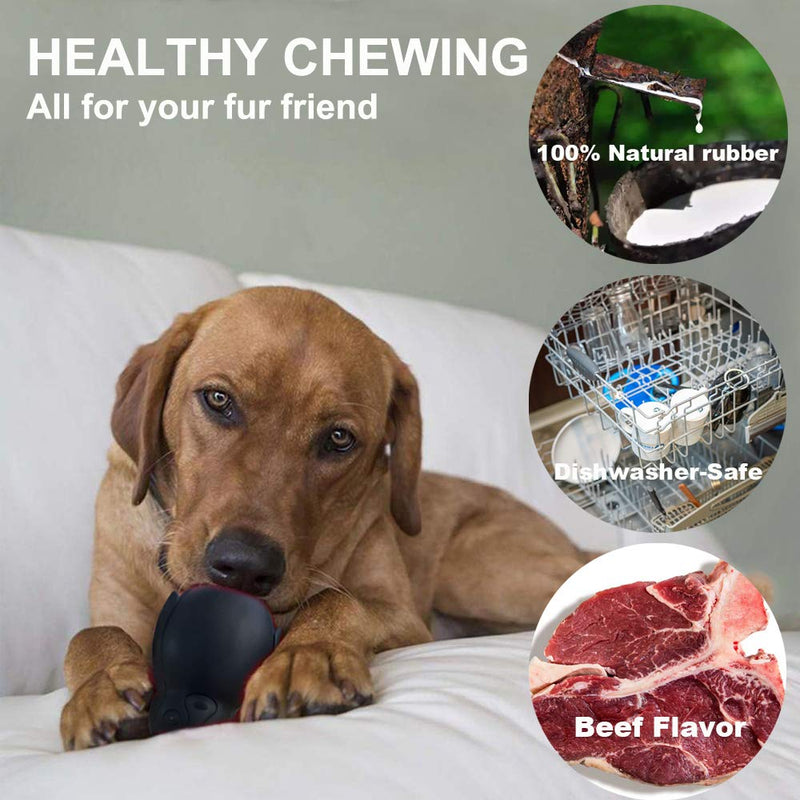 [Australia] - Penguin Durable Dog Chew Toys, Freezable Stuffable Puppy Treat Dispensing Chew Toys, Natural Rubber Interactive Puzzle Game Dog Toys for Small Medium Large dogs, Fun to Chase and Fetch, Beef Flavor Black 