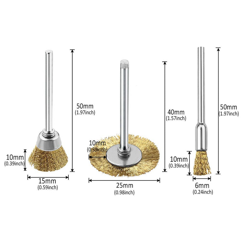 Wire brushes 48 pieces brass brushes steel wire brush disc brush set 3 mm polishing cleaning rotary tool rotary tools for cleaning and grinding work - PawsPlanet Australia