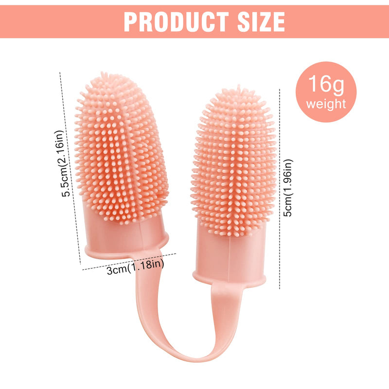 Dog Toothbrush Two Finger Toothbrush Puppy Dental Care Fresh Breathing Reusable Non-Toxic Dental Care Dog Pet Finger Toothbrush Plaque Off for Small Medium and Large Dogs (Pink) Pink - PawsPlanet Australia