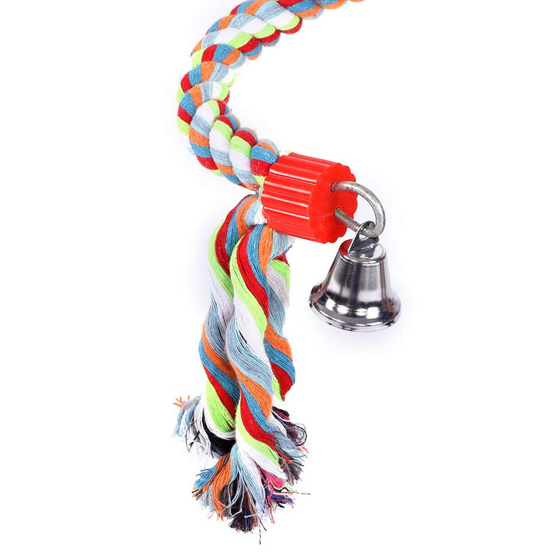 Bird Spiral Rope Perch, 1.6 Meters Parrot Swing Climbing Standing Toys Cotton Bungee Rope Bird Toy with Ringing Bell for Large Medium Small Parrots - PawsPlanet Australia