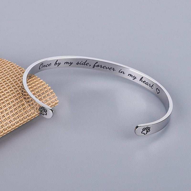 [Australia] - M MOOHAM Personalized Pet Memorial Gifts - Engraved Custom Dogs Name Loss of Pet Gifts Sympathy Gifts Memorial Cuff Bangle Bracelet Jewelry for Women Men Buddy 