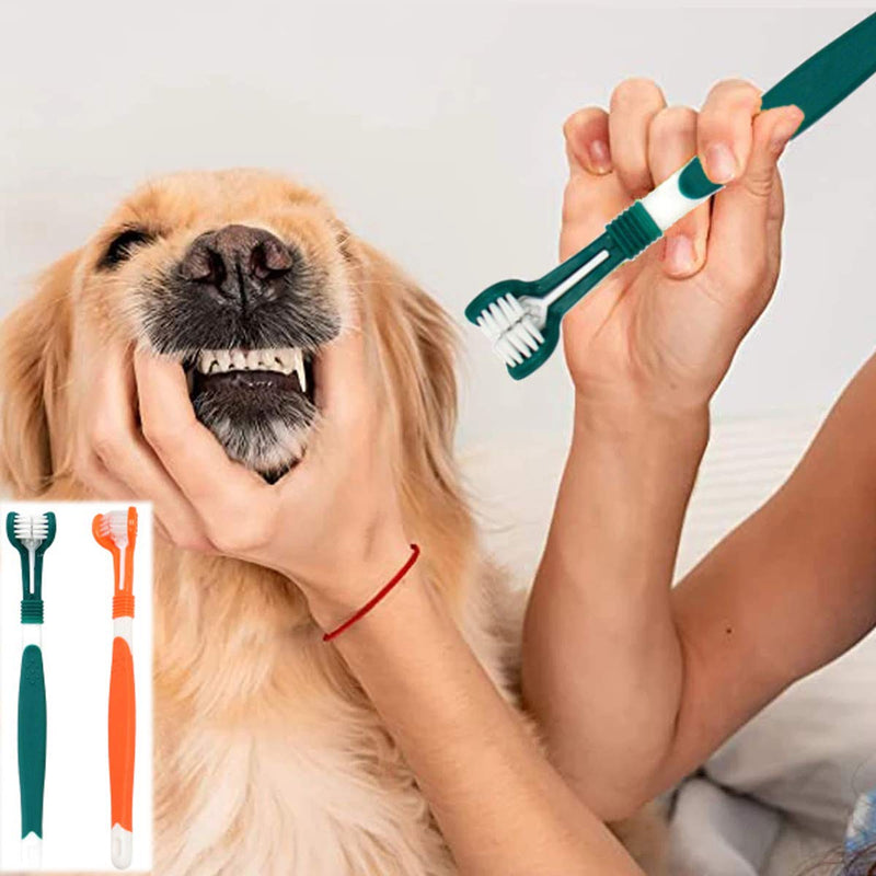 2 Pack Pet Toothbrush with 6 Silicone Finger Toothbrush,Pet Tooth Cleaning Brush for Small to Large Dogs Cats Cleaning Mouth 2pcs Pet Toothbrush - PawsPlanet Australia