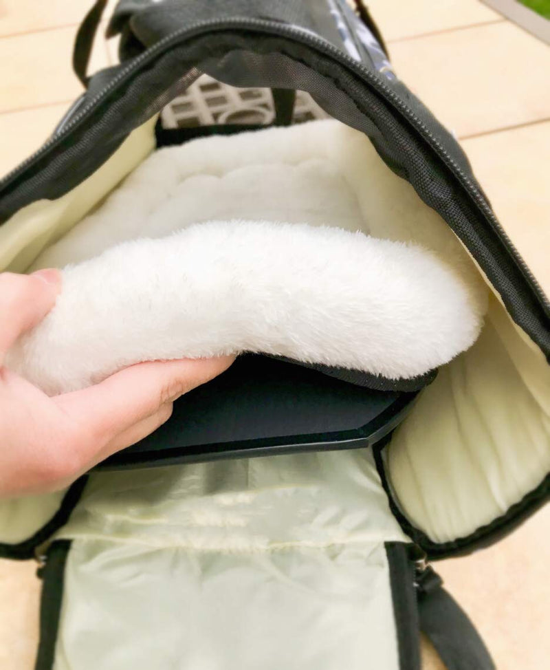 [Australia] - Finn TM Soft Sided Pet Carrier Travel Bed, Large Washable Fleece , Cream White 