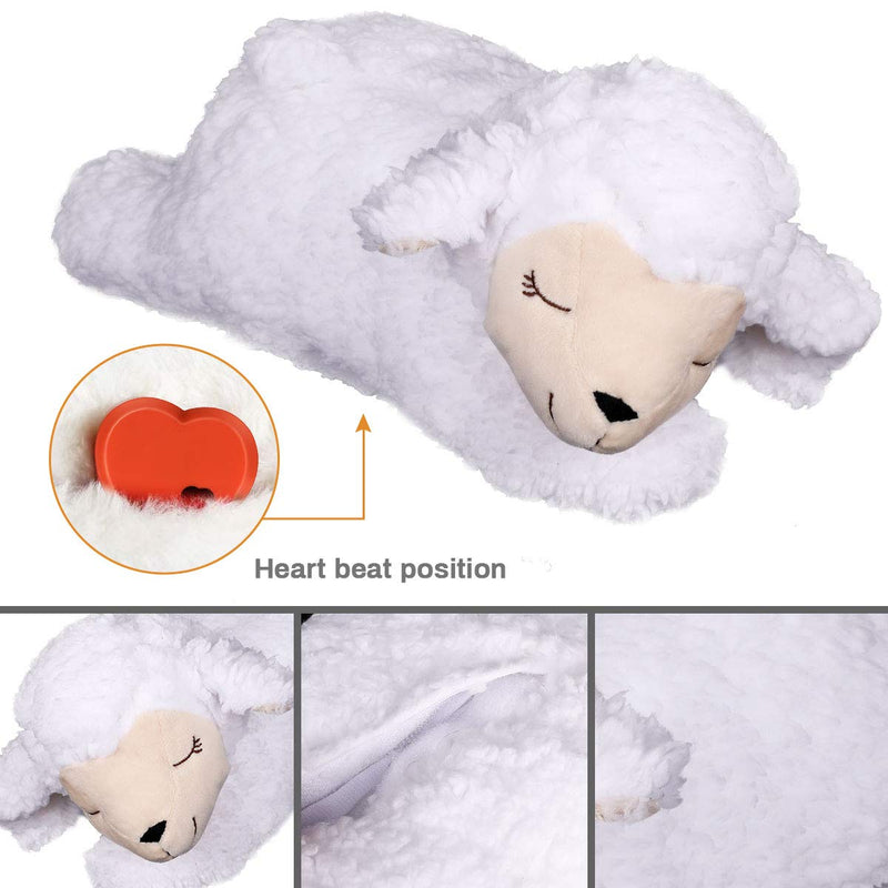 E-More Puppy Toy with Heartbeat, Puppies Separation Anxiety Dog Toy Soft Plush Sleeping Buddy Behavioral Aid Toy Puppy Heart Beat Toy for Puppies Dog Pet, Sheep Shape - PawsPlanet Australia