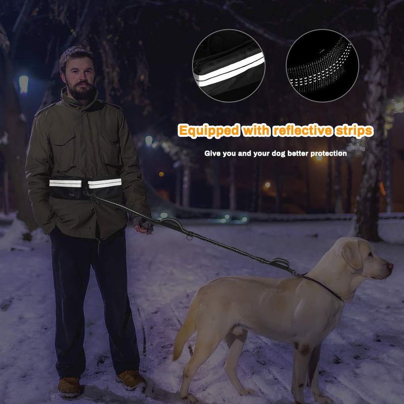 LINGSFIRE Hands Free Dog Leash with Waist Bag for Women Men, Elastic Retractable Reflective Dual Handle Dog Running Lead with Metal Buckles for Small Medium Large Dogs 100lb Running Training - PawsPlanet Australia