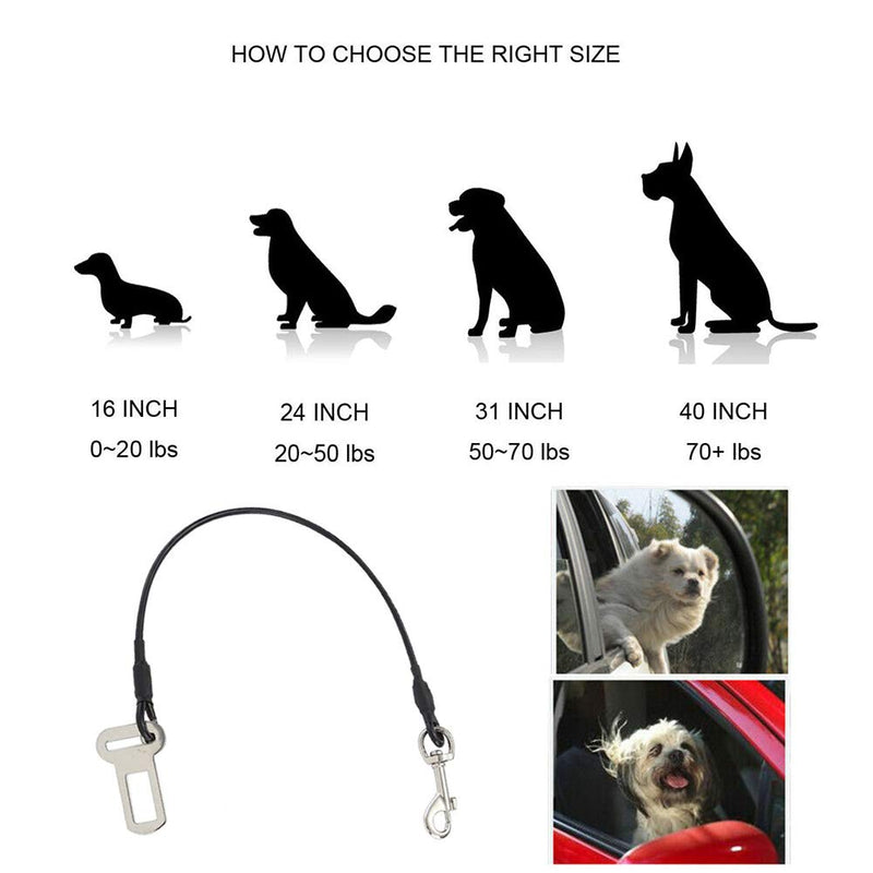 YUIP Chew Proof Dog Car Seatbelt Safety Restraint Pet No-Chew Tether Cable Stainless Steel Dog Leashes Rope Puppy Vehicle Seat Belt with Double Clip and Latch Attachment - PawsPlanet Australia