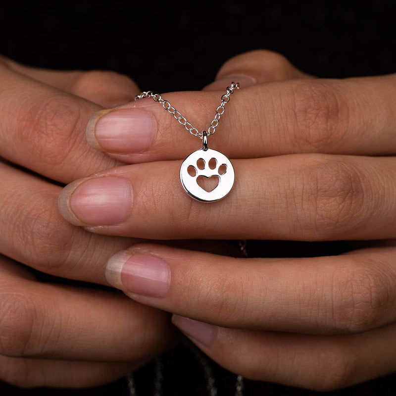 MAIDEARS Dog Paw Print Jewelry for Women - 925 Sliver Dog Paw Necklace/Love Heart Dog Paw Print Necklace/Crystal Print Dog Paw Necklace for Women Puppy Dog Cat Pet Paw Print Jewelry Gift - PawsPlanet Australia