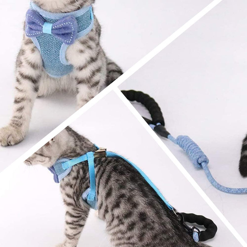 2 Pcs No Pull Cat Harness and Lead Set Escape Proof Kitten Vest Harnesses Adjustable Kitten Harness for Cats Puppy Small Animals - PawsPlanet Australia