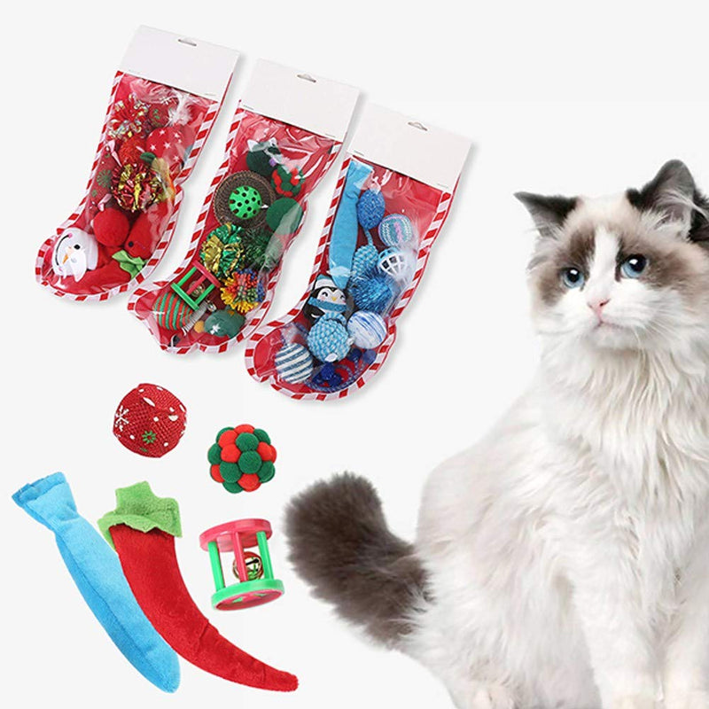 Wishwin Pet Cat Christmas Combination Set Cat Interaction Toys PE Sock Packing Toy B - PawsPlanet Australia