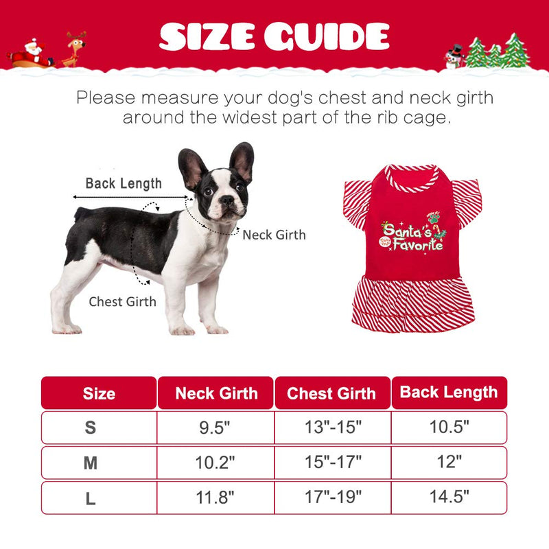 [Australia] - EXPAWLORER Dog Christmas Dresses for Small Dogs and Puppies, Girl Dog Dress Shirt Santa's Favorite Holiday Party Clothes Warm Cotton Skirt 