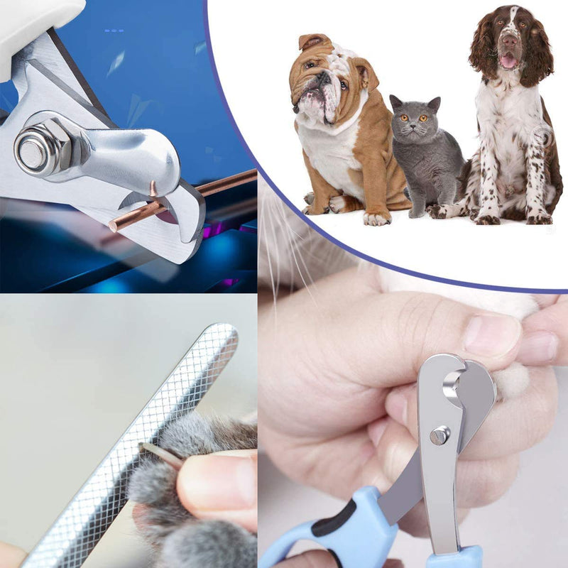 MMBOX Pet Nail Clippers and Trimmers Set Safety Guard to Avoid Over Cutting Razor Sharp Blades Grooming Tool for All Small Large Dog Cat (Blue) Blue - PawsPlanet Australia