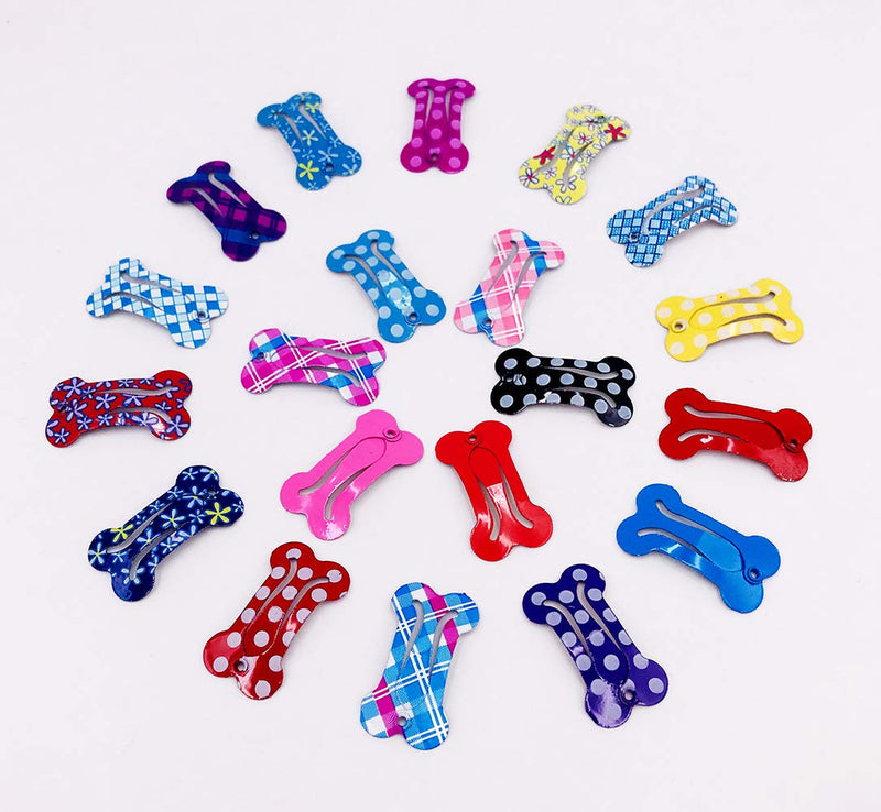 PET SHOW Cute 1" Small Bone Snap Hair Clips Pet Grooming Products Dog Cat Puppy Hair Accessories Random Color Pack of 20 - PawsPlanet Australia