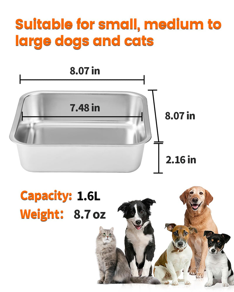 Stainless Steel Dog Bowls, [2 Pack] Water and Food Bowl Set, 1.6L Pet Metal Dishes for Small Medium Large Dogs - PawsPlanet Australia