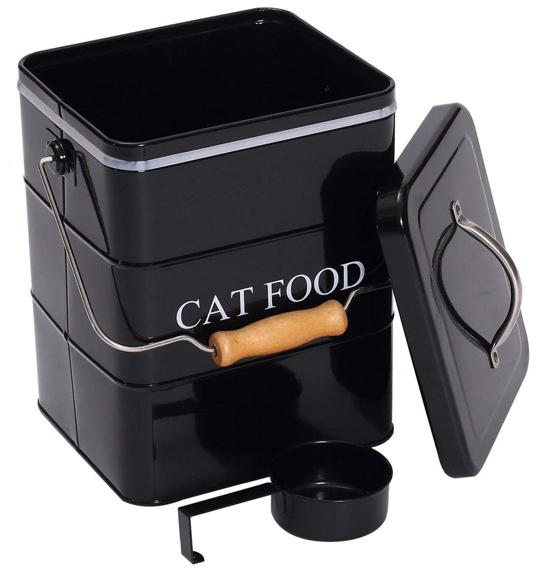Geyecete Dog Treats tin and Dog Food Storage Tin with Lid & with Spoon for Dog Food Storage, Medium Pet Food Storage Can Cat Food Black - PawsPlanet Australia
