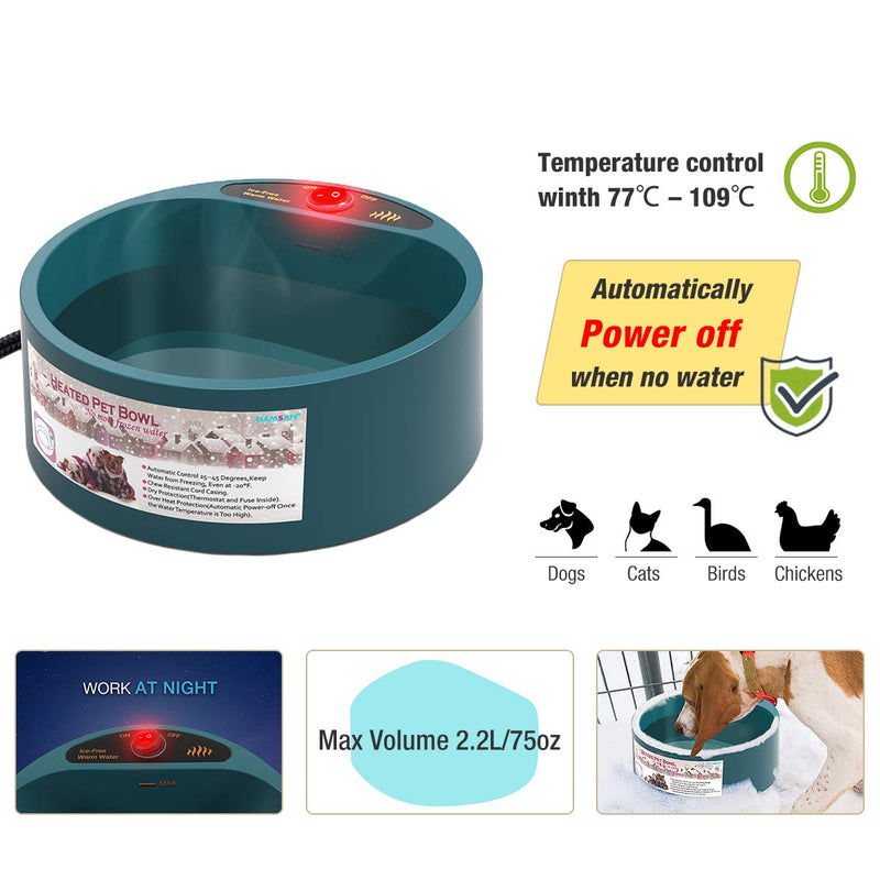 [Australia] - Namsan Heated Pet Bowl Outdoor Dog Thermal-Bowl Provide Drinkable Water in Sub-Freezing Temperature for Cat, Chicken, Squirrels Heated Water Bowl 