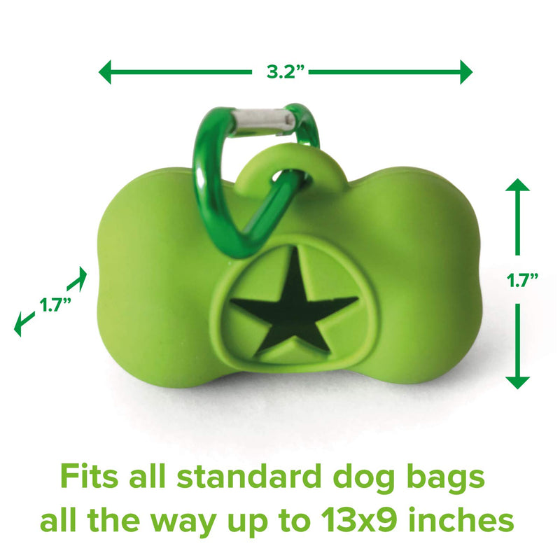 [Australia] - Planet Bestie Biodegradable Dog Poop Bag Holder, Eco-Friendly Silicone Dog Waste Bag Dispenser with Carabiner Dog Leash − Dog Supplies, Pet Supplies Green 