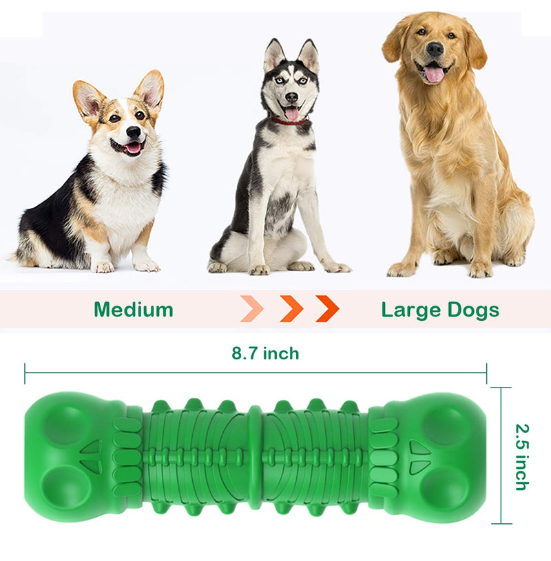 HETIAL Skull Dog Chew Toys for Aggressive Chewers, Dog Squeaky Toys with Milk Flavor, Indestructible Tough Durable Dog Toothbrush Toys (Skull shape, Green) - PawsPlanet Australia