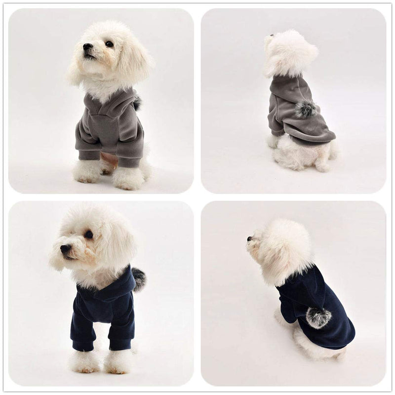 LANEUGU Pet Puppy Sweater Warm Costumes Dog Cat Hoodies,Grey,M M Grey - PawsPlanet Australia