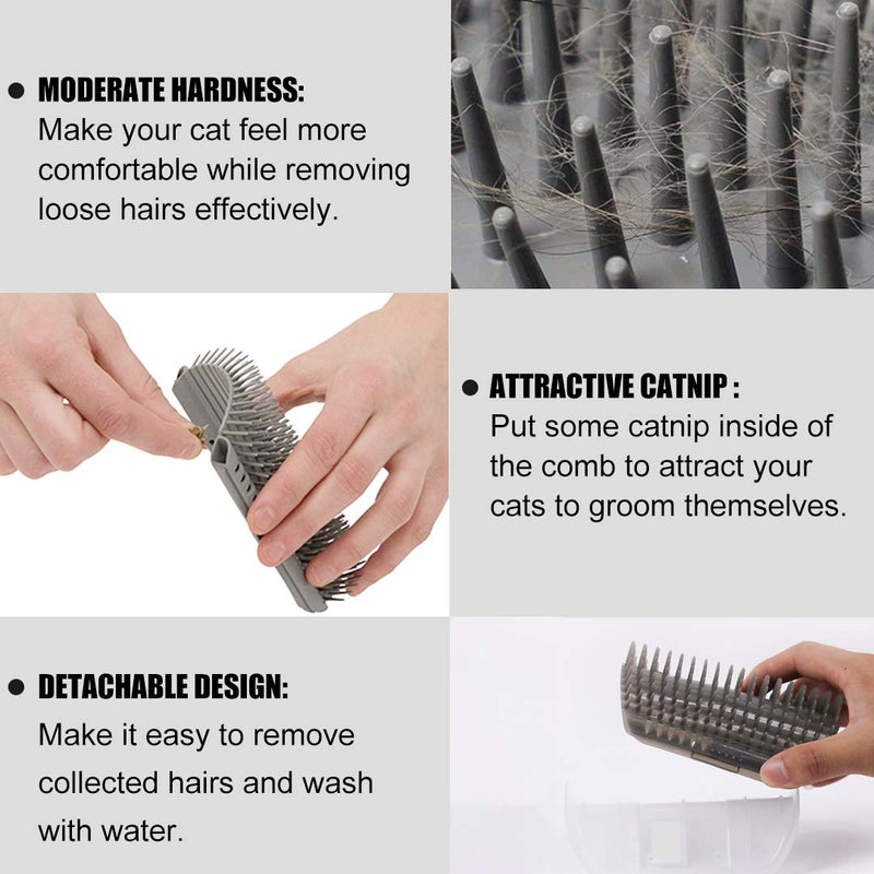 4 Pack Cat Corner Self Groomer with Catnip, Cat Face Scratchers Wall Mount Grooming Brush Massage Comb for Kittens (Grey) - PawsPlanet Australia