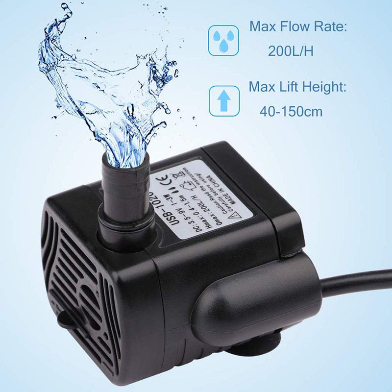 [Australia] - DGZZI USB Submersible Pump 3W USB-1020 DC3.5V-9V Mini Submersible Water Pump for Fish Tank Aquarium Fountain Pond 