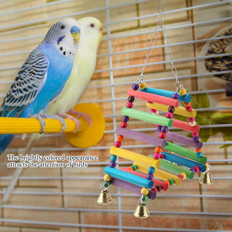 HEEPDD Parrot Swing Toys, Wooden Colorful Triangle Bird Perch Bird Cage Climbing Ladders Hanging Toys for Parakeet - PawsPlanet Australia