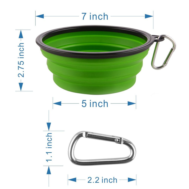 Large Collapsible Dog Bowls, 34oz Portable Foldable Travel Water Bowl Food Dishes with Carabiner Clip for Traveling, Hiking, Walking, 2 Pack ( Purple+Green ) - PawsPlanet Australia