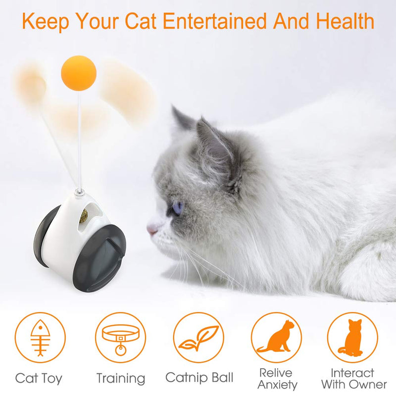 FASTER Balanced Cat Toy with Ball, Interactive Cat Toy for Indoor Cats Rotating Rolling Balls Balance Swing Cat IQ Training Toy for Kitten/Cats Black-White - PawsPlanet Australia