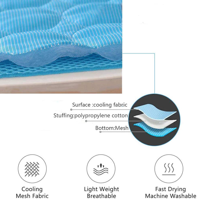 Nesutoraito Washable Summer Cooling Mat for Dogs Cats Kennel Mat Breathable Pet Crate Pad Cusion Sleep Mat for Carrier Bag Dog Self Cooling Mat Medium Blue - PawsPlanet Australia